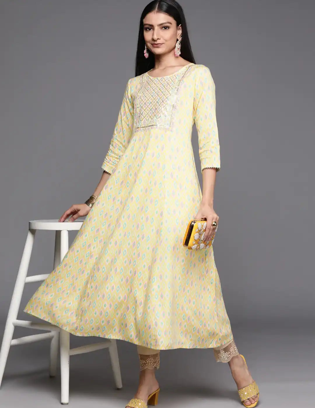 Yellow Pure Cotton A-Line Dress