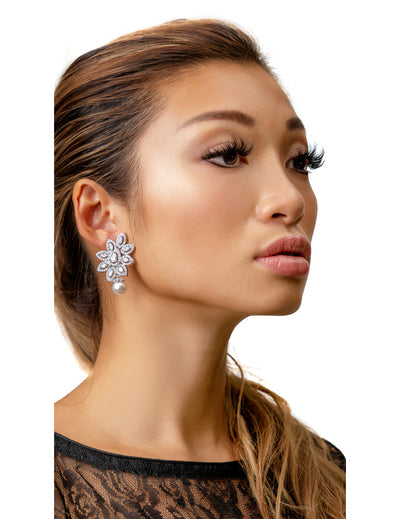 Paisley Pearl Faux Diamond Studded Earrings
