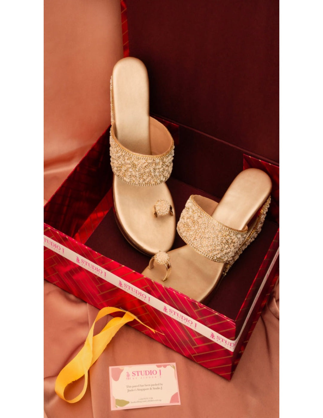 Chrome Gold Embellished Sandals