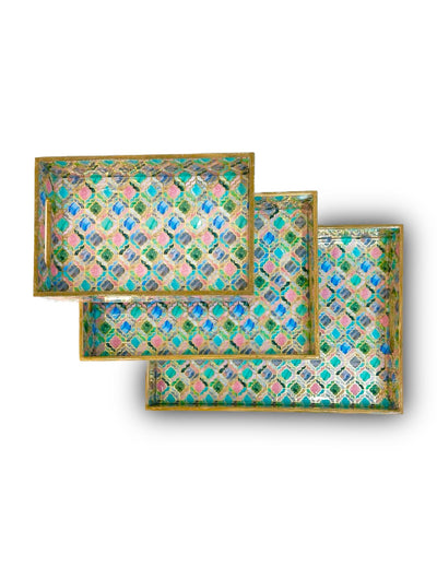 Multi Color Elegant Serving tray set (Set of 3)