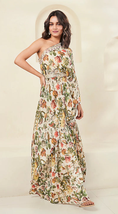 Off-white Floral Indo-Western Sharara