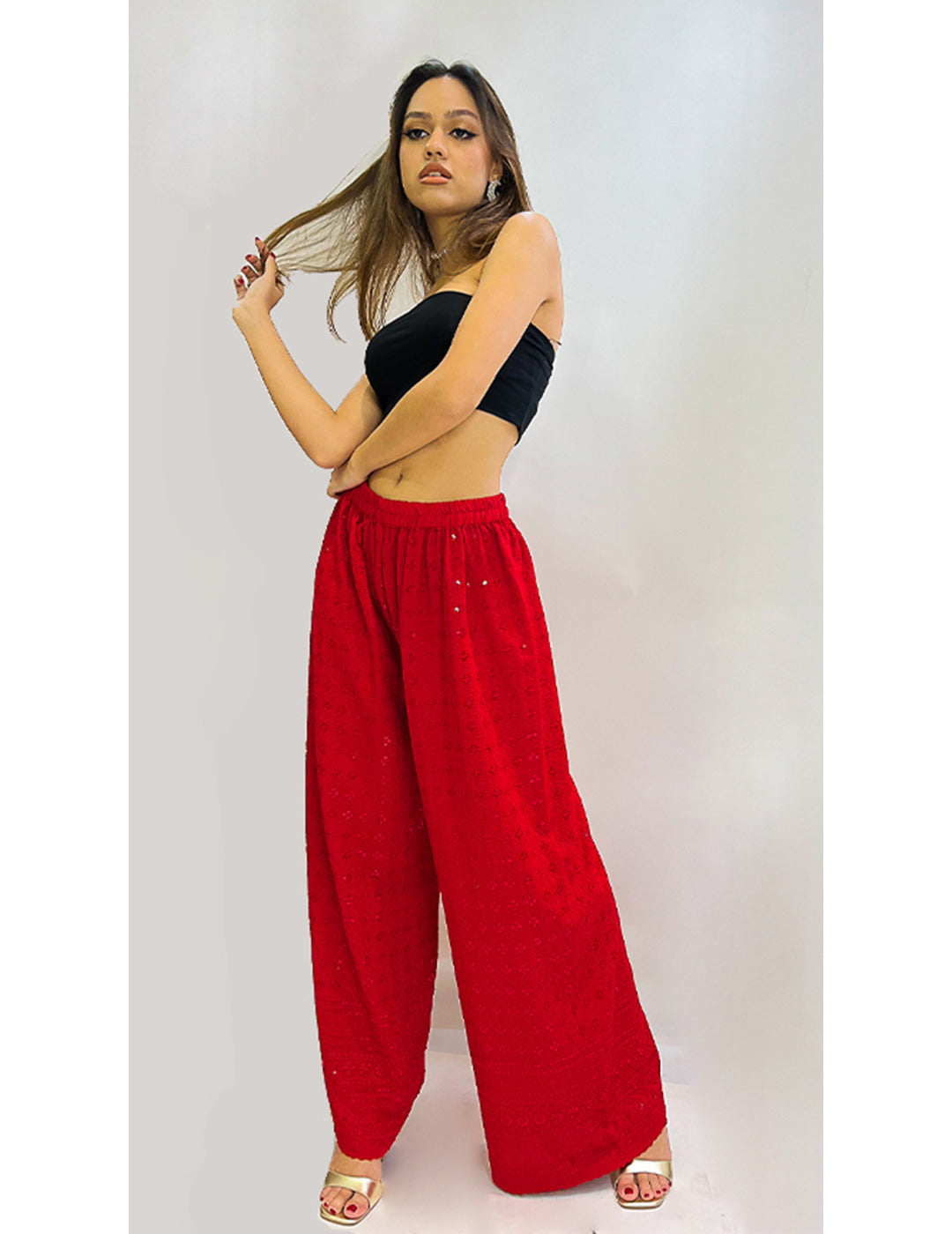 Red Thread Work Plazzo pants