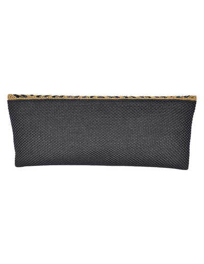 Black Jute Clutch With Beads & Sequins