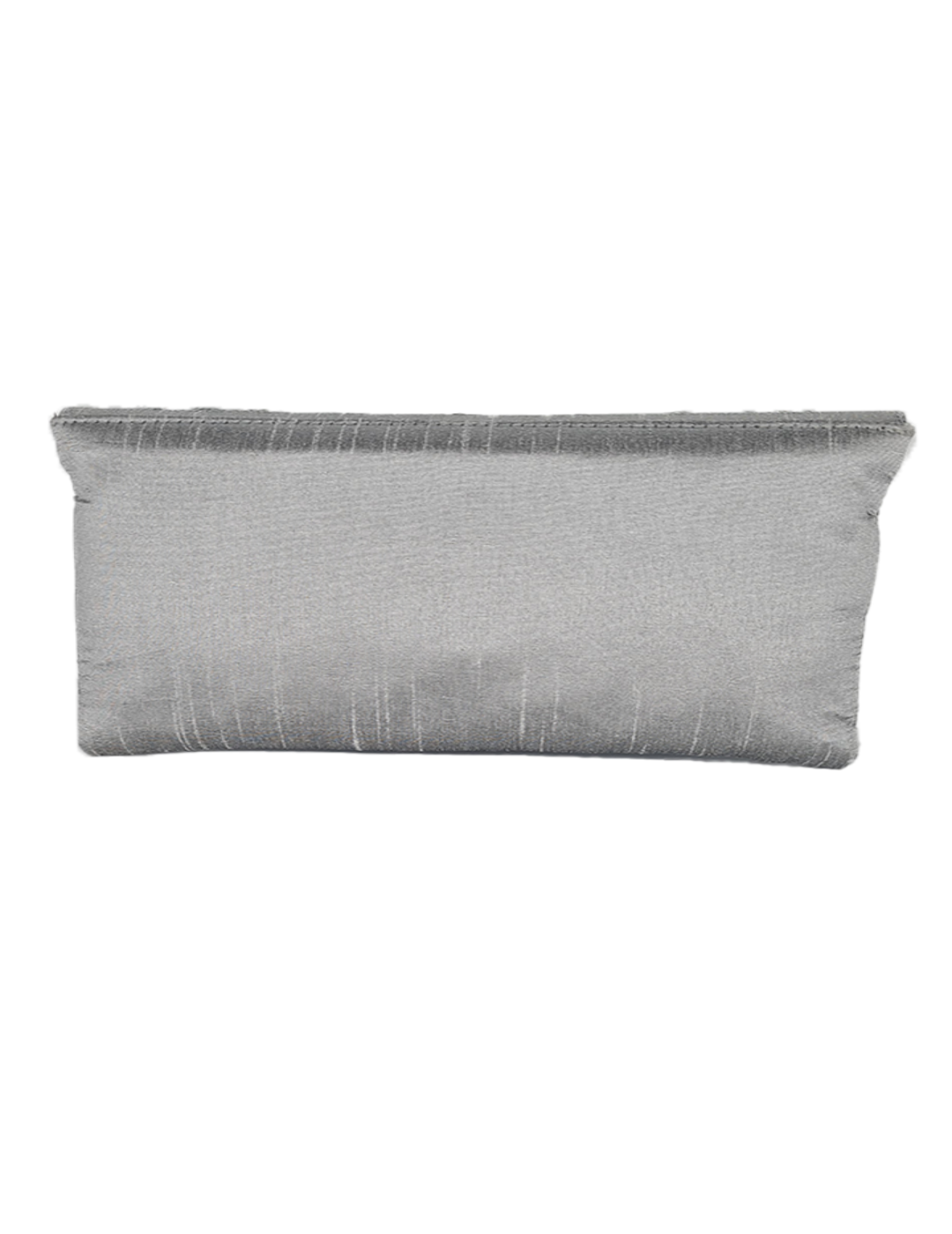 Grey/Silver Raw Silk Clutch With Zardozi Hand Embroidery