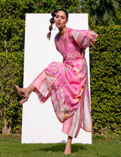 women Pink Kaftan Pant Set